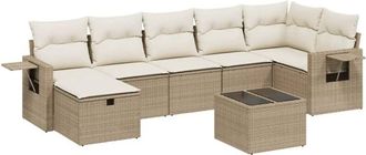 vidaXL Vidaxl - Juego De Sof&aacute;s De Jard&iacute;n Con Cojines Beige 8 Pzas Rat&aacute;n Pe