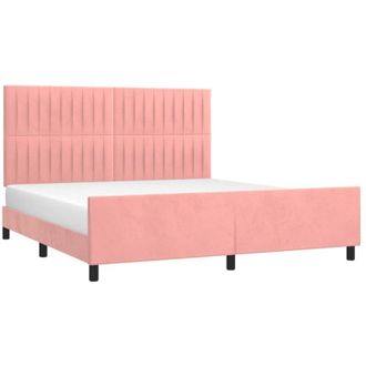 vidaXL Vidaxl - Estructura De Cama Con Cabecero De Terciopelo Rosa 180x200 Cm