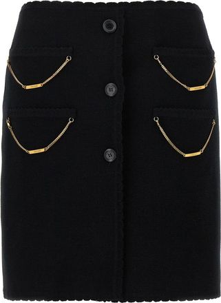 Moschino Rokken, Dames, Zwart, S, Wol, Merino wollen gebreide minirok