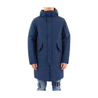 C.P. Company Parkas, male, Blue, Size: S Long Jacket for Men