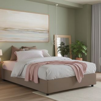 Dmora Talamo Italia - Cama Matrimonial Adele, Cama Contenedor Con Revestimiento De Tela, 100% Made In Italy, Apertura Frontal, Con Colch&oacute;n 140x190 Cm Inclui