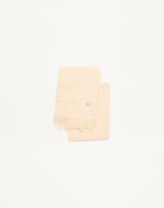 Valentino Garavani Sciarpa VLogo Signature In Lana, Cachemire E Seta Donna BURRO/ORO UNI