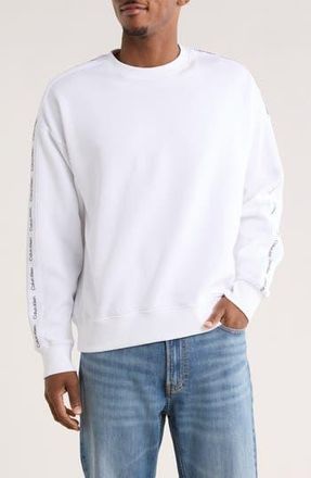Calvin Klein Logo Tape Long Sleeve T-Shirt in Brilliant White at Nordstrom Rack, Size Xx-Large