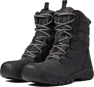 Keen Greta Black Leather Round Toe Waterproof Hiking Boots ZAP745