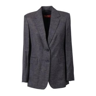 Max Mara Dames, Jassen, Blauw, Maat: XS Linnen