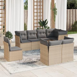 vidaXL Vidaxl - Juego De Sof&aacute;s De Jard&iacute;n Con Cojines Beige 8 Pzas Rat&aacute;n Pe