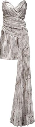 Elisabetta Franchi Georgette Jurk met Organza Ruches - Dames - Feestkleedjes - Beige - M - Organza - Kleedjes