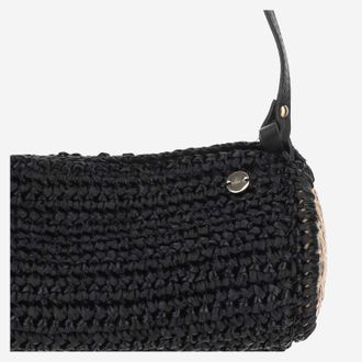 Filippo Catarzi Viscose and Straw Blend Shoulder Bag - Black