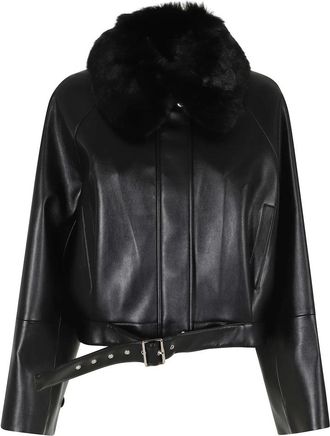 Isabelle Blanche Jas van imitatiebont en shearling - Dames - Jassen - Zwart - Maat: M
