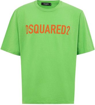 Dsquared2 Mens Logo Tee Shirt - Lime Green Cotton - Size Medium