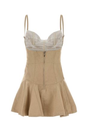 Dsquared2 Womens Sand Denim Mini Dress Beige Exterior: Cotton Abiti