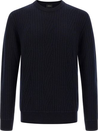 Brioni Blue Ribbed and braid sweater
