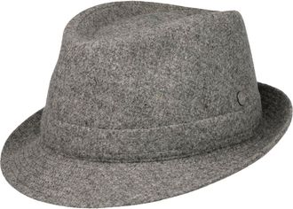 Lierys Shetland Wool Trilby Hat Handmade Melange Wool Fedora Made in Italy Men Autumn Winter Grey XL (60-61 cm)