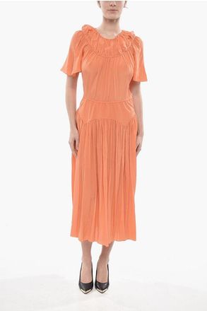 Marni Vestito in Seta con Gonna a Pieghe e Maniche a Lanterna taglia 38