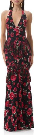 AFRM Athens Floral Print Halter Maxi Dress in Painted Roses at Nordstrom, Size X-Small