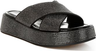 London Rag Adena Crystal Embellished Platform Sandal in Black at Nordstrom Rack, Size 10