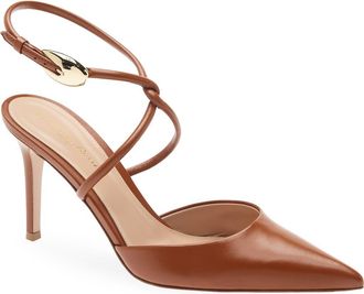 Gianvito Rossi Twist Ankle Strap Pointed Toe Pump in Sedona at Nordstrom, Size 38.5