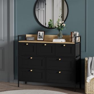 Vicco Mesa Auxiliar Belaro, Negro, 98 X 85 Cm Con 7 Cajones Vicco