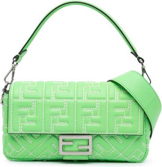 Fendi Pre-owned Fendi Zucca Embossed Stitched Leather Baguette Satchel 8BR600-ANX4-238-0189