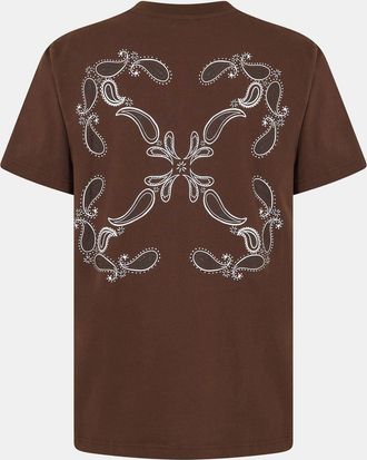 Off-white Mens Off White Bandana Crew Neck Short Sleeve T-Shirt in Chocolate-White - Size X-Small