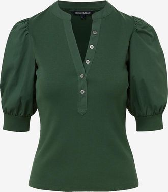 Veronica Beard Feinripp-Jersey-Top mit Puff&auml;rmeln Coralee