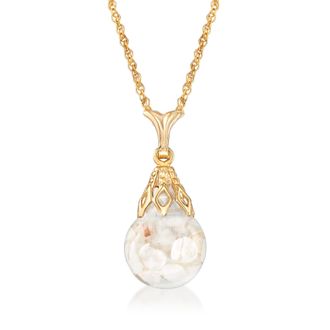 Ross-Simons Floating Opal Pendant Necklace in 14kt Yellow Gold