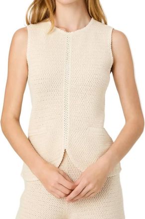 French Connection Mozart Crochet Texture Top In Ecru