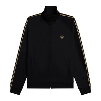 Fred Perry Zip-throughs, male, Black, Size: 2XL Contrast Tape Track Jacket