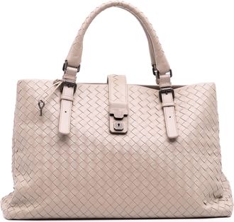 Bottega Veneta Pre-owned Womens Woven Leather Tote Bag - Light Grey - One Size