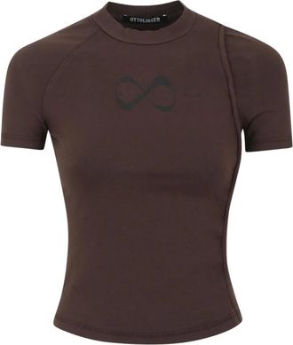 Ottolinger Ottolinger, Tops, Dames, Bruin, L, Gebreid Gedeconstrueerd T-Shirt