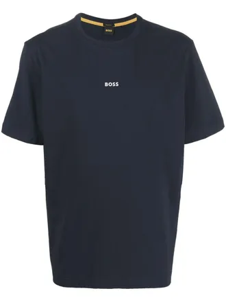 BOSS logo-print T-shirt - men - Cotton/Spandex/Elastane - 3XL - Blue
