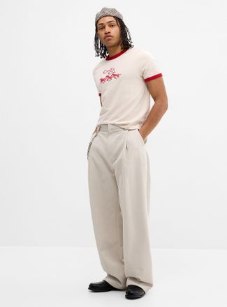 Djab Mens Brushed twill pleated chinos Barrel fit Imported from Seoul