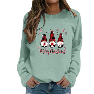 Generic Jumpers for Women UK Womens Christmas Jumpers Santa Claus Funny Graphic Ladies Tops Funny Christmas Jumper for Womens UK Classic Long Sleeve Crew Neck
