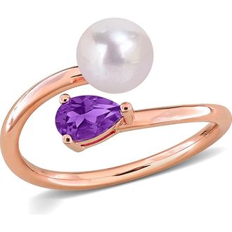 Delmar Cultured Pearl & Semiprecious Stone Crossover Ring in Purple Amethyst at Nordstrom Rack, Size 8