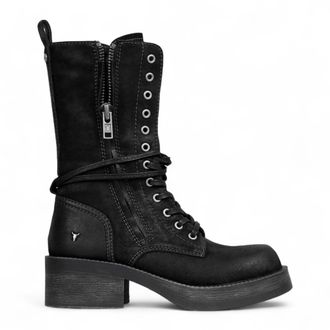 Windsor Smith Suede Combat Boots Mid-Calf Lace-Up Biker Shoes