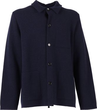 Lardini Button-Up Wool Jacket with Classic Collar and Minimalist Design
