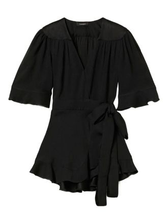 Twin-Set Wikkeltop met ruches - Zwart