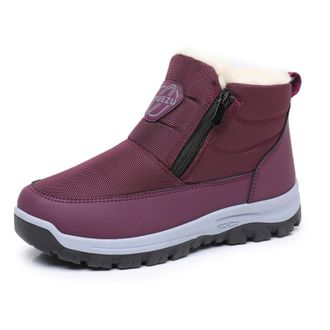 Generic Womens Winter Thick-Soled Snow Boots, Lightweight, Slip-On, Non-Slip, Warm, Casual Round-Toe High-Top Shoes (Purple, Shoe Size, Adult, Women, 6.5, Num