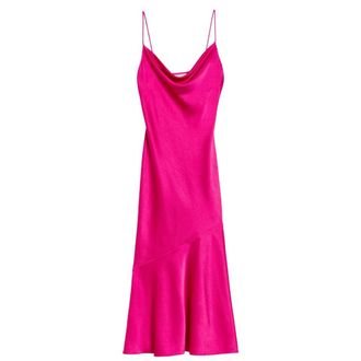 Ted Baker Tunca Satijnen Avondjurk Met Colkraag In Roze, Midi-lengte