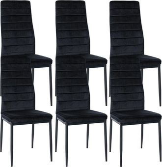 Clp Clp - Set De 6 Sillas De Comedor Mayfair Negro Terciopelo