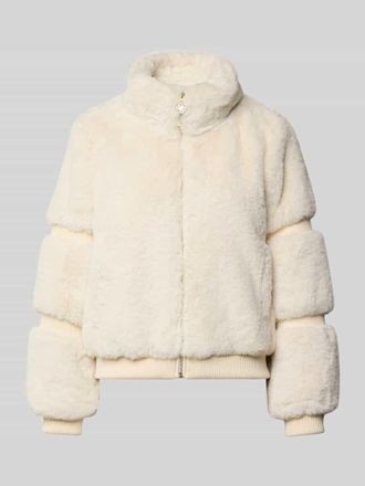 Guess Jacke mit Teddyfell und gerippten Abschl&uuml;ssen in Offwhite, Gr&ouml;&szlig;e XL