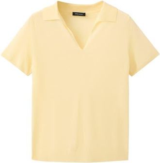 Mango Fine Knit Polo in Pastel Yellow at Nordstrom, Size Medium