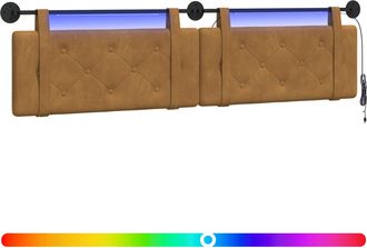 vidaXL Cabecero Colgante Con Luz Led Marr&oacute;n Terciopelo Vidaxl