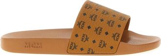 MCM Monogram Print Rubber Slides - Heren - Sandalen - Bruin - 45 EU - Katoen - Schoenen