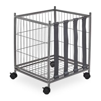 Relaxdays Porta Palloni, Carrello A 4 Ruote, Hlp: 60 X 50 X 45 Cm, Cesto Per Palle Da Calcio, Basket, Pallavolo, Grigio - Relaxdays
