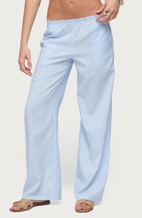 Edikted Cersei Stripe Low Rise Straight Leg Pants in Light-Blue at Nordstrom, Size X-Small