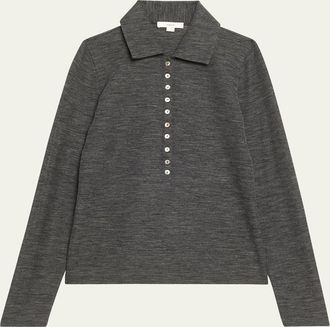 Vince Long-Sleeve Fine Wool Buttoned Top