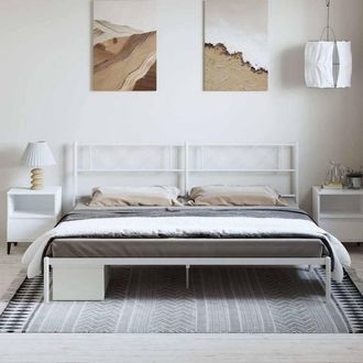 Berkfield Home Metal Bed Frame with Headboard White 193x203 cm