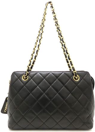 Chanel Matelasse Black Leather Tote Bag (Pre-Owned)