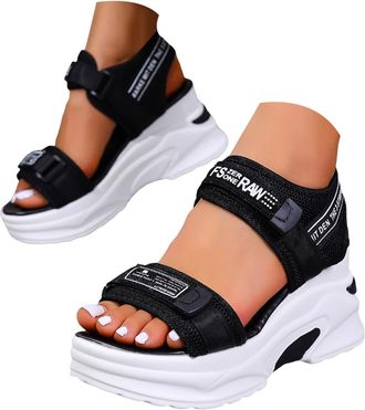 Generic Breathable Mesh Platform Sandals Women,Orthopedic Wedge Arch Support,Lace-Up Comfortable Walking Sandals Sneaker Sport Shoes for Athletic Summer Beach
